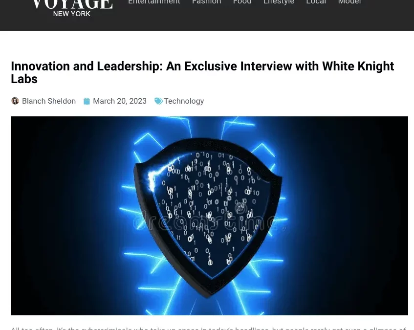 Screenshot of article about the Innovation and Leadership of White Knight Labs