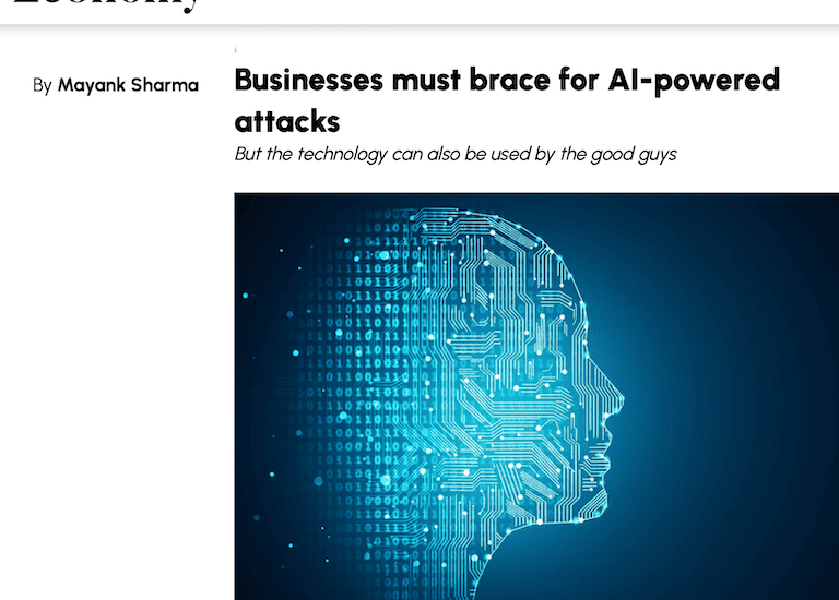 Middle East Economy article titled Businesses must brace for AI-powered attacks