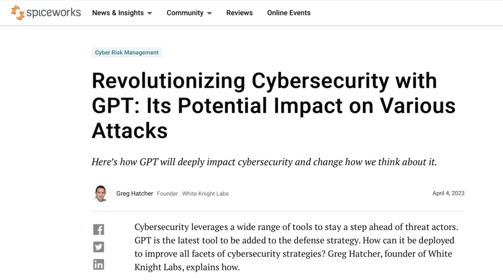 Revolutionizing Cybersecurity with GPT