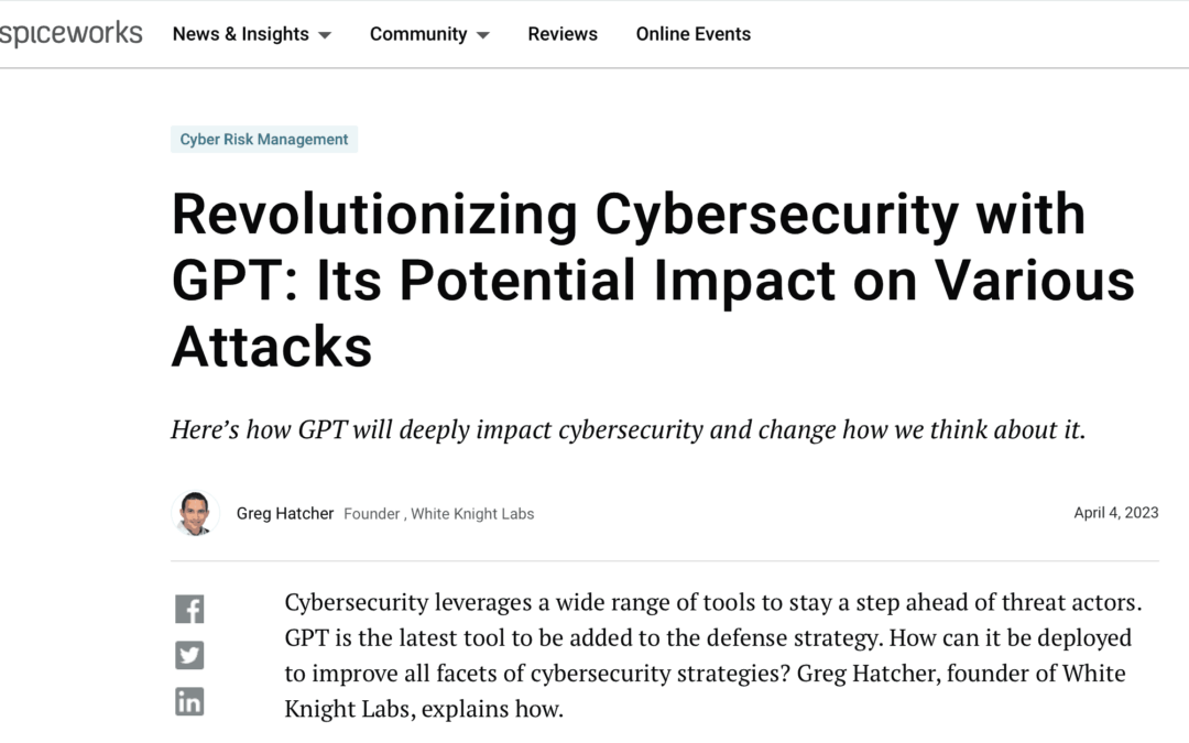 Screenshot of article about Cyber Security and chat GPT