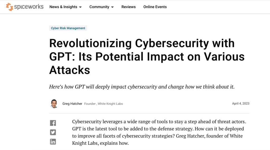 Revolutionizing Cybersecurity with GPT