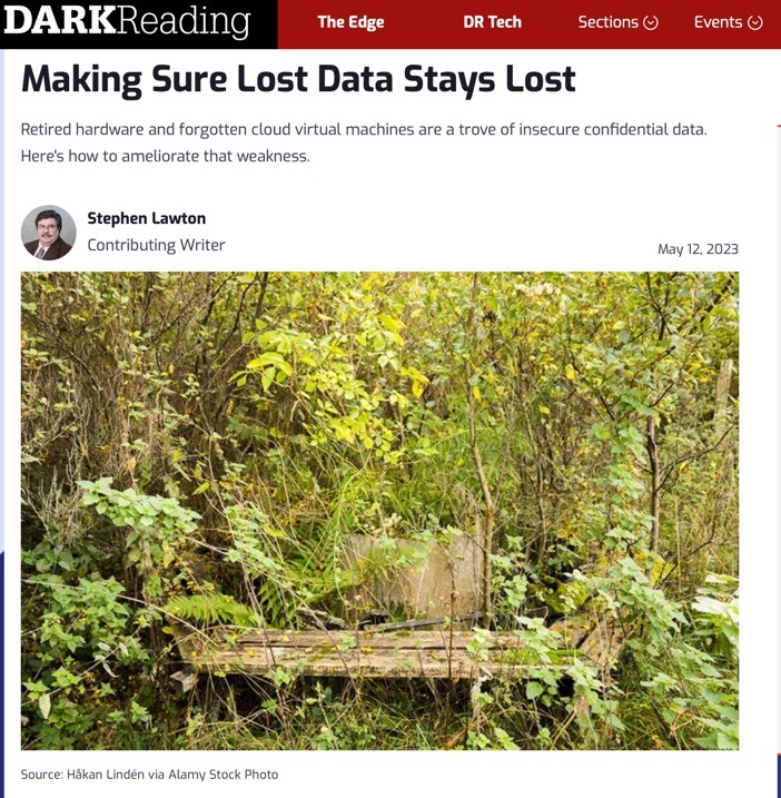 Screen shot of article about lost data staying lost