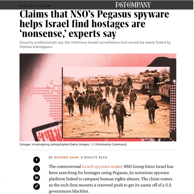 Skeptical article about Pegasus spyware